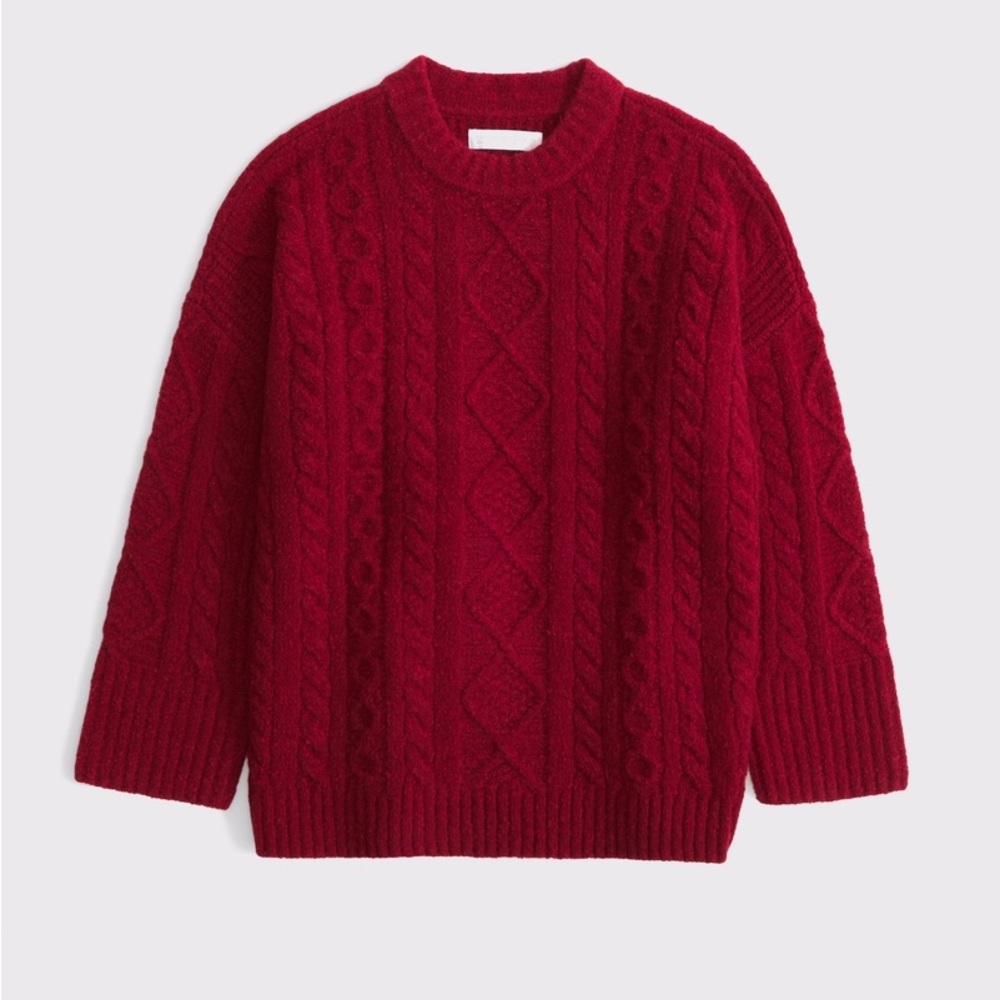 Relaxed Lounge Cable-Knit Crew Sweater